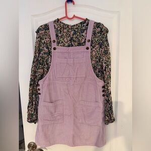 wild fable Lilac Corduroy Dress with Dark Floral Top